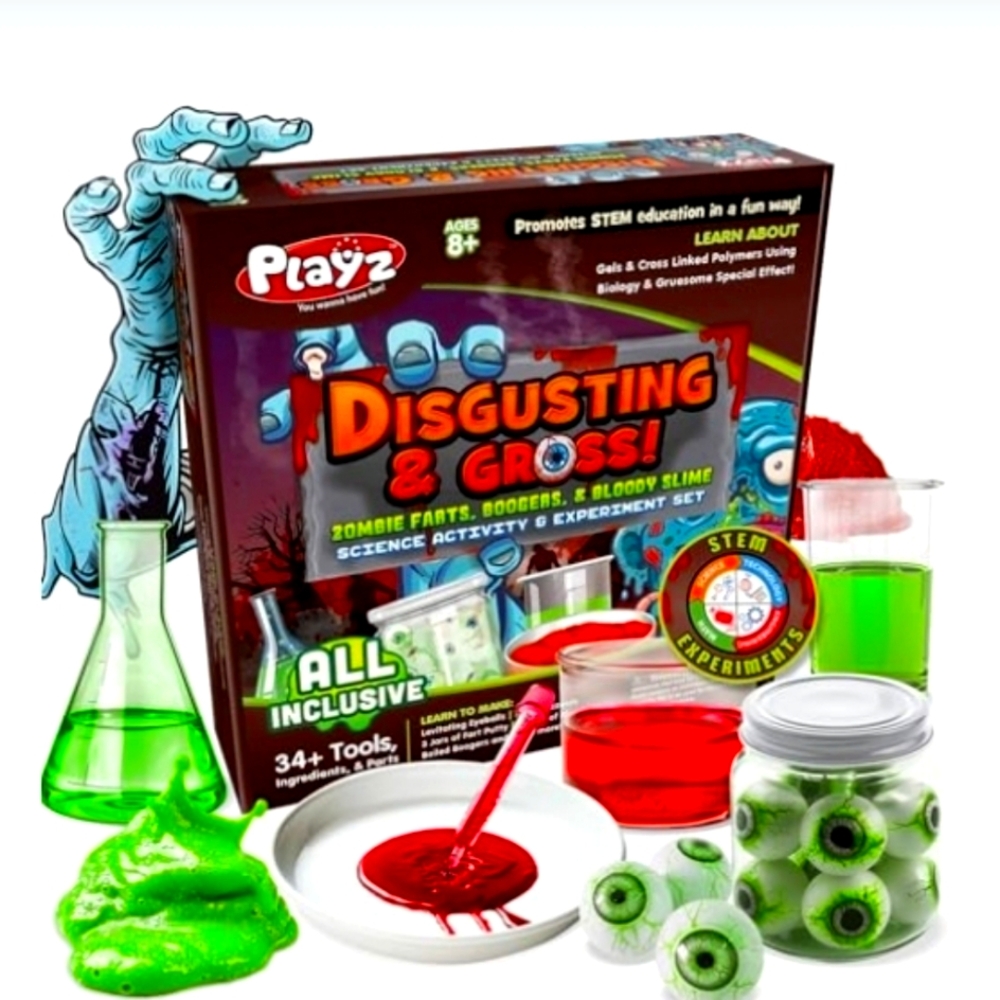 Playz Disgusting Gross Science Kit Kids Ages 8+ Multicolor New Zombie STEM Set